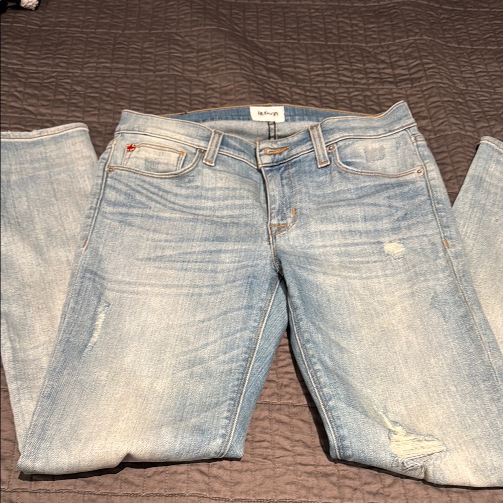 Blue Skinny Jeans with Distressing